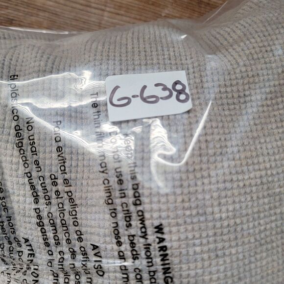 Everlane Hoodie Womens L Beige Tan Thermal Waffle 100% Organic Cotton Pullover - Picture 9 of 9